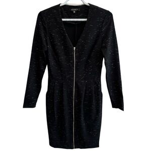 Dynamite Black Dress Front Gold Zipper Size Small